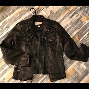 Michael Kors leather moto jacket - black - small